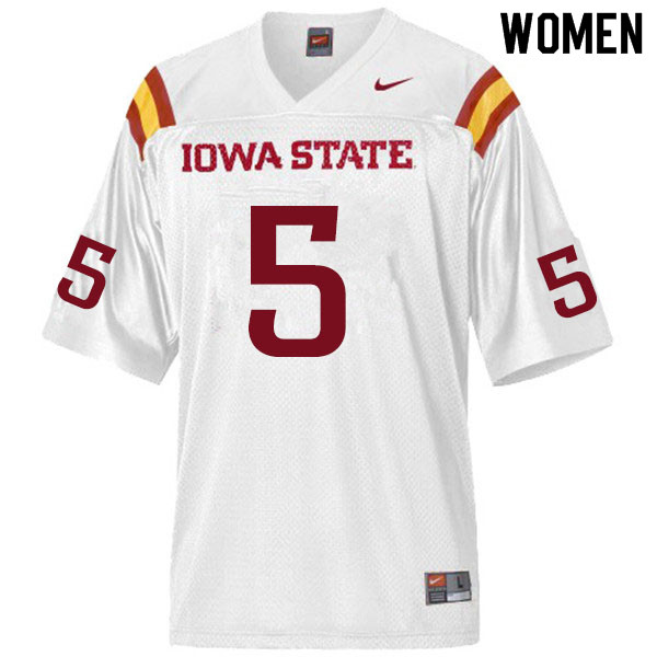Women #5 Eyioma Uwazurike Iowa State Cyclones College Football Jerseys Sale-White - Click Image to Close